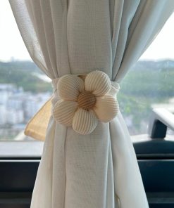 Embrasse Rideau Fleur -  1 pièce Blanc / 70cm