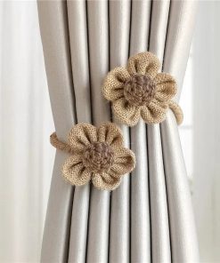 Embrasse Rideau Fleurs Pince - 1 pièce Marron café / 34cm