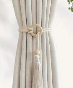 Embrasses Rideaux Anneaux - 2 pièces Blanc crème / 55cm