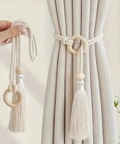 Embrasses Rideaux Anneaux - 2 pièces Blanc crème / 55cm