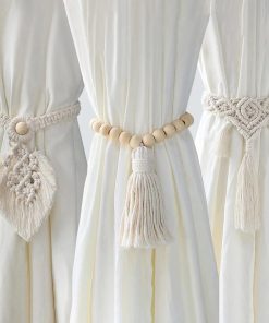 Embrasses Rideaux Macramé Blanc- 2 pièces