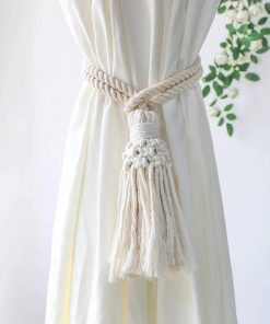 Embrasses Rideaux Macramé - 2 pièces Pompon bohème