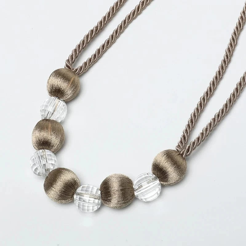1Pc Bead Curtain Tieback Home Decor Gold Holdback Curtains Holder Clamp Buckle Rope Room Accessories Decoration Tie Back flaxen / 55-90cm