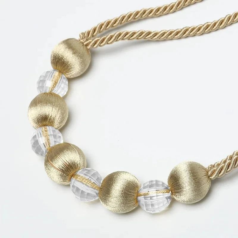 1Pc Bead Curtain Tieback Home Decor Gold Holdback Curtains Holder Clamp Buckle Rope Room Accessories Decoration Tie Back gold / 55-90cm