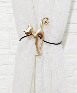 1PC European Creative Magnet Curtain Buckle Animal Cat Curtain Strap High Quality Holder Hook Decorative Home Accessorie Gold Cat / 40cm