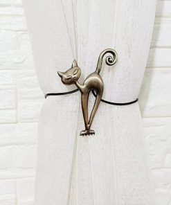 1PC European Creative Magnet Curtain Buckle Animal Cat Curtain Strap High Quality Holder Hook Decorative Home Accessorie Green Cat / 40cm