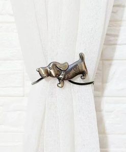 1PC European Creative Magnet Curtain Buckle Animal Cat Curtain Strap High Quality Holder Hook Decorative Home Accessorie Green Dog / 40cm