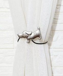 1PC European Creative Magnet Curtain Buckle Animal Cat Curtain Strap High Quality Holder Hook Decorative Home Accessorie Silver Dog / 40cm