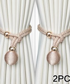 2pcs Adjustable High Grade French Ball Curtain Tiebacks, Convenient Draped Tiebacks Decorative Curtain Fixer Curtain Tiebacks Beige