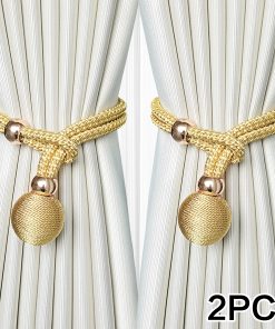 2pcs Adjustable High Grade French Ball Curtain Tiebacks, Convenient Draped Tiebacks Decorative Curtain Fixer Curtain Tiebacks Gold