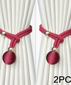 2pcs Adjustable High Grade French Ball Curtain Tiebacks, Convenient Draped Tiebacks Decorative Curtain Fixer Curtain Tiebacks Maroon