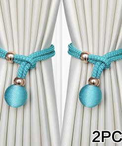 2pcs Adjustable High Grade French Ball Curtain Tiebacks, Convenient Draped Tiebacks Decorative Curtain Fixer Curtain Tiebacks Peacock blue