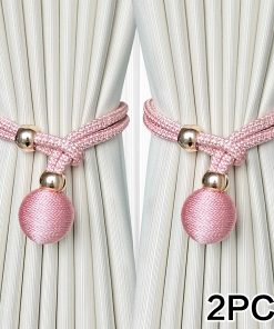 2pcs Adjustable High Grade French Ball Curtain Tiebacks, Convenient Draped Tiebacks Decorative Curtain Fixer Curtain Tiebacks Pink