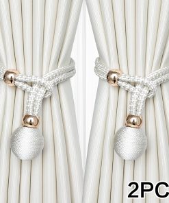 2pcs Adjustable High Grade French Ball Curtain Tiebacks, Convenient Draped Tiebacks Decorative Curtain Fixer Curtain Tiebacks White