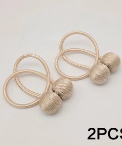 2pcs modern minimalist magnetic ball curtain tiebacks with thicker twisted cords can be styled at will,for bedrooms, living room Beige