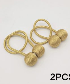 2pcs modern minimalist magnetic ball curtain tiebacks with thicker twisted cords can be styled at will,for bedrooms, living room Gold