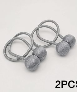 2pcs modern minimalist magnetic ball curtain tiebacks with thicker twisted cords can be styled at will,for bedrooms, living room Grey