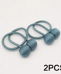 2pcs modern minimalist magnetic ball curtain tiebacks with thicker twisted cords can be styled at will,for bedrooms, living room Lake blue