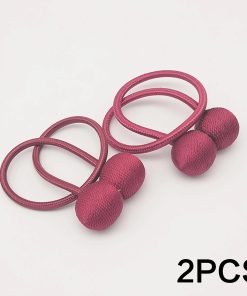 2pcs modern minimalist magnetic ball curtain tiebacks with thicker twisted cords can be styled at will,for bedrooms, living room Maroon red