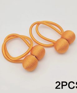 2pcs modern minimalist magnetic ball curtain tiebacks with thicker twisted cords can be styled at will,for bedrooms, living room Orange