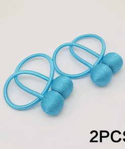 2pcs modern minimalist magnetic ball curtain tiebacks with thicker twisted cords can be styled at will,for bedrooms, living room Peacock blue