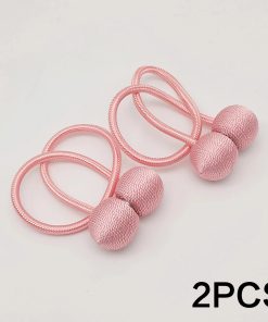 2pcs modern minimalist magnetic ball curtain tiebacks with thicker twisted cords can be styled at will,for bedrooms, living room Pink
