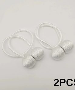 2pcs modern minimalist magnetic ball curtain tiebacks with thicker twisted cords can be styled at will,for bedrooms, living room White