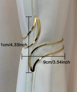 2pcs Modern Minimalist Metal Geometric Moon Pattern Design Curtain Tiebacks, For Bedroom, Living Room, Office, Study Curtains