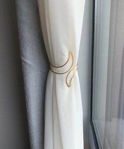 2pcs Modern Minimalist Metal Geometric Moon Pattern Design Curtain Tiebacks, For Bedroom, Living Room, Office, Study Curtains