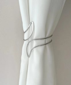 2pcs Modern Minimalist Metal Geometric Moon Pattern Design Curtain Tiebacks, For Bedroom, Living Room, Office, Study Curtains