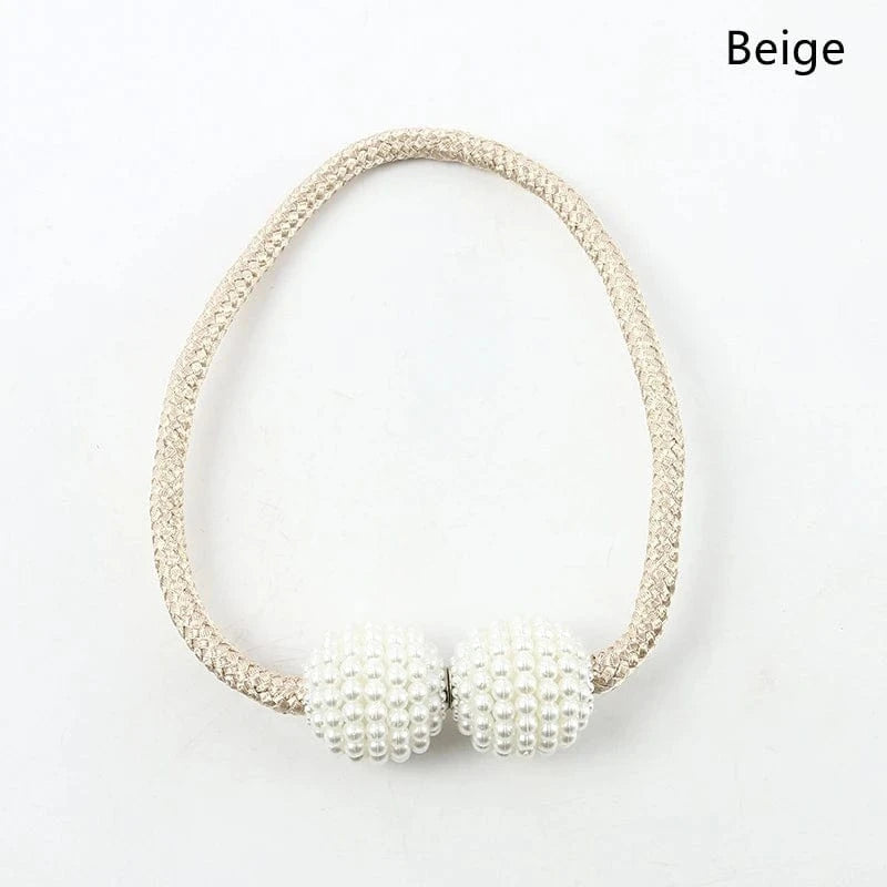 2PCS Pearl Magnetic Curtain Clip Curtain Holders Tie Back Buckle Clips Hanging Ball Buckle Tie Back Curtain Decor Accessories Beige / 2PCS