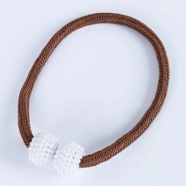 2PCS Pearl Magnetic Curtain Clip Curtain Holders Tie Back Buckle Clips Hanging Ball Buckle Tie Back Curtain Decor Accessories Brown / 2PCS