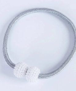 2PCS Pearl Magnetic Curtain Clip Curtain Holders Tie Back Buckle Clips Hanging Ball Buckle Tie Back Curtain Decor Accessories Grey / 2PCS