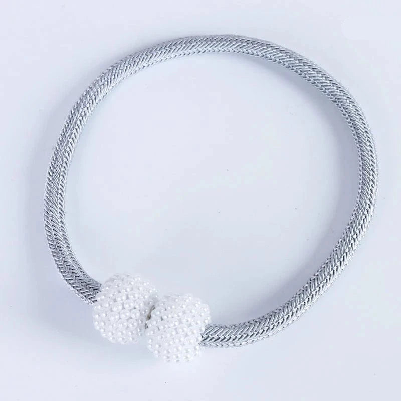 2PCS Pearl Magnetic Curtain Clip Curtain Holders Tie Back Buckle Clips Hanging Ball Buckle Tie Back Curtain Decor Accessories Grey / 2PCS