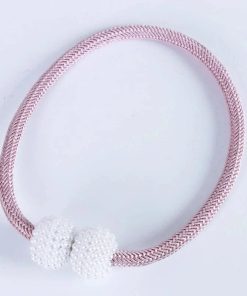 2PCS Pearl Magnetic Curtain Clip Curtain Holders Tie Back Buckle Clips Hanging Ball Buckle Tie Back Curtain Decor Accessories Pink / 2PCS