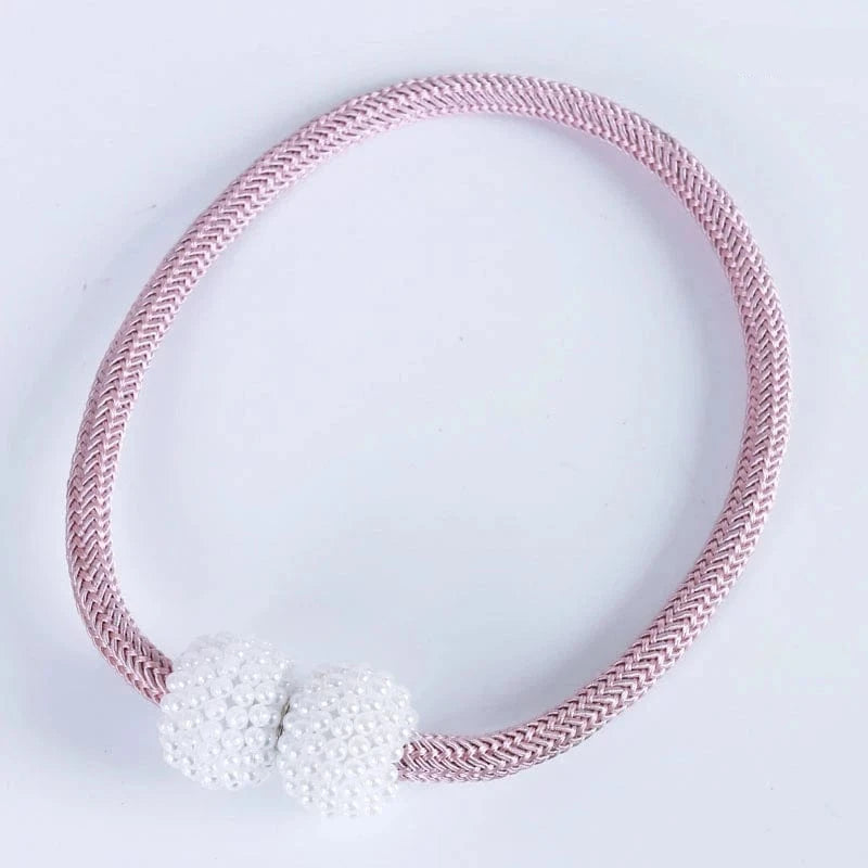 2PCS Pearl Magnetic Curtain Clip Curtain Holders Tie Back Buckle Clips Hanging Ball Buckle Tie Back Curtain Decor Accessories Pink / 2PCS
