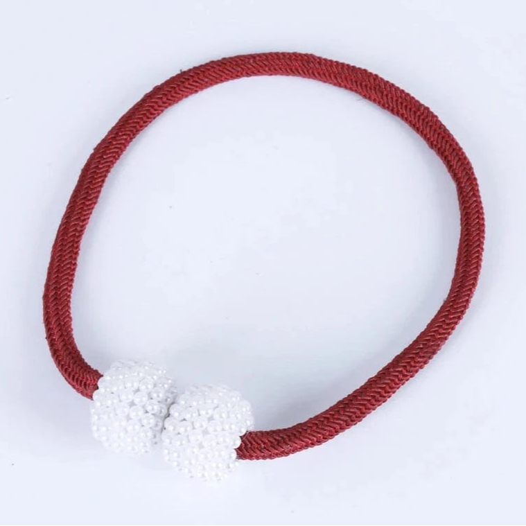 2PCS Pearl Magnetic Curtain Clip Curtain Holders Tie Back Buckle Clips Hanging Ball Buckle Tie Back Curtain Decor Accessories Red / 2PCS