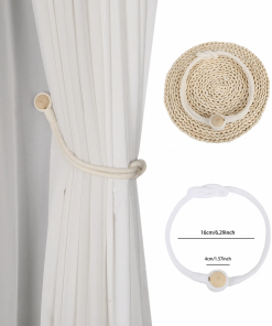 BELAVENIR Magnetic Curtain Tieback Hand Woven Cotton Curtains Holder Tieback Rope Buckle Home Decorators Accessories