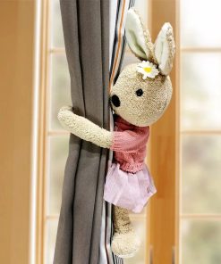 Cartoon Bunny Curtain Tiebacks Holdbacks Doll Animals Curtain Buckles Clips Holders Cute Rabbit Plush Toy Curtain Fasteners white