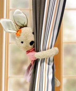 Cartoon Bunny Curtain Tiebacks Holdbacks Doll Animals Curtain Buckles Clips Holders Cute Rabbit Plush Toy Curtain Fasteners yellow