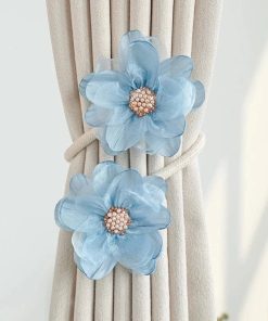 Curtain Tie Back Bedroom Curtain Holder Drapes Flower Curtain Tieback Twist Bough Rope Holder Clips Holdback Buckle Clip blue