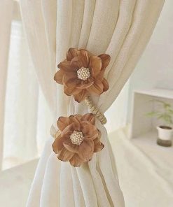 Curtain Tie Back Bedroom Curtain Holder Drapes Flower Curtain Tieback Twist Bough Rope Holder Clips Holdback Buckle Clip coffee
