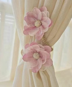 Curtain Tie Back Bedroom Curtain Holder Drapes Flower Curtain Tieback Twist Bough Rope Holder Clips Holdback Buckle Clip pink
