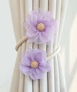 Curtain Tie Back Bedroom Curtain Holder Drapes Flower Curtain Tieback Twist Bough Rope Holder Clips Holdback Buckle Clip purple