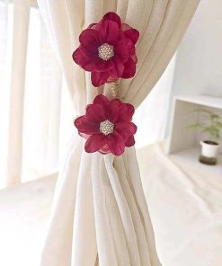 Curtain Tie Back Bedroom Curtain Holder Drapes Flower Curtain Tieback Twist Bough Rope Holder Clips Holdback Buckle Clip red