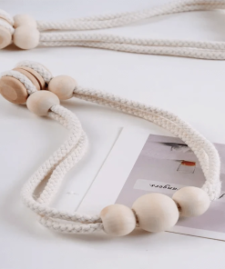 Embrasse Rideau Billes en Bois Beige-2pcs / Universal code